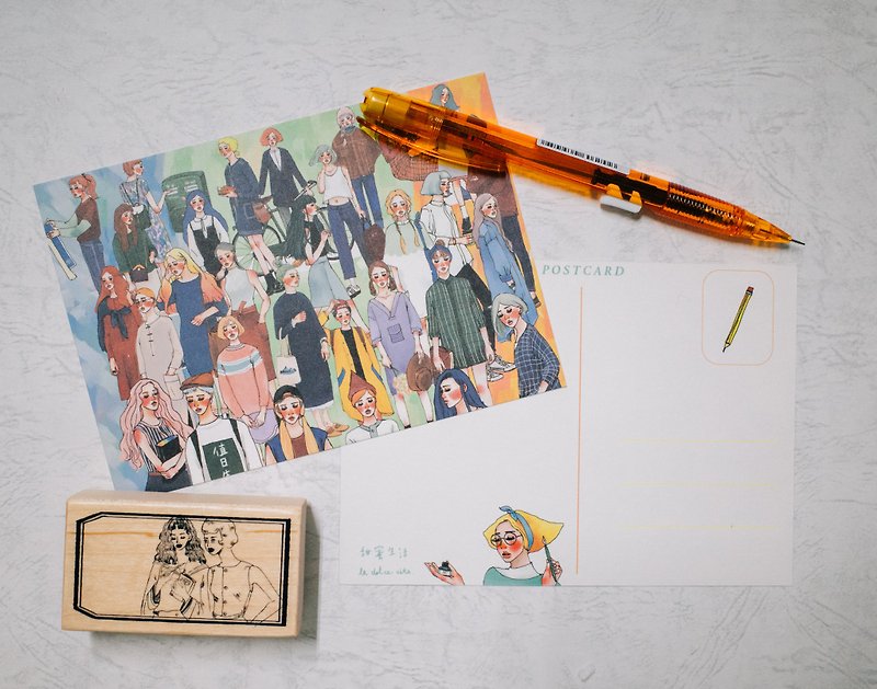 Stationary Girl Postcard - การ์ด/โปสการ์ด - กระดาษ สีเขียว