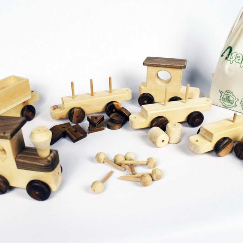 Wooden Toy Train Set, Children's Birthday Gift, Montessori Toy - 寶寶/兒童玩具/玩偶 - 木頭 咖啡色