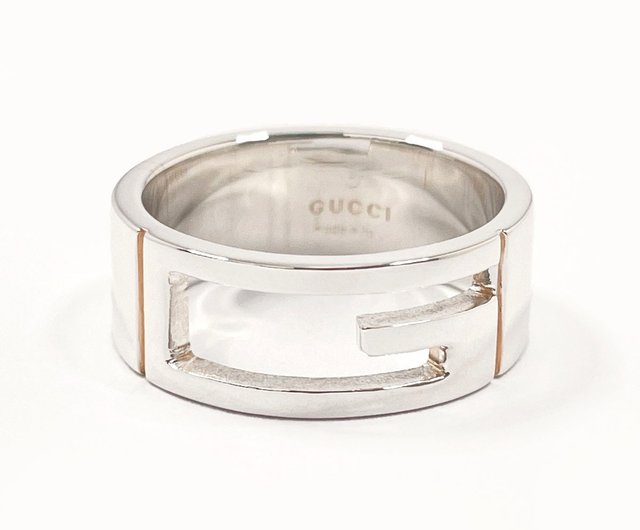 【極美品】グッチ　カットアウトGリング 16号　シルバー925 日本直送 中古美品】16号 グッチ GUCCI リング・指輪 ブラン