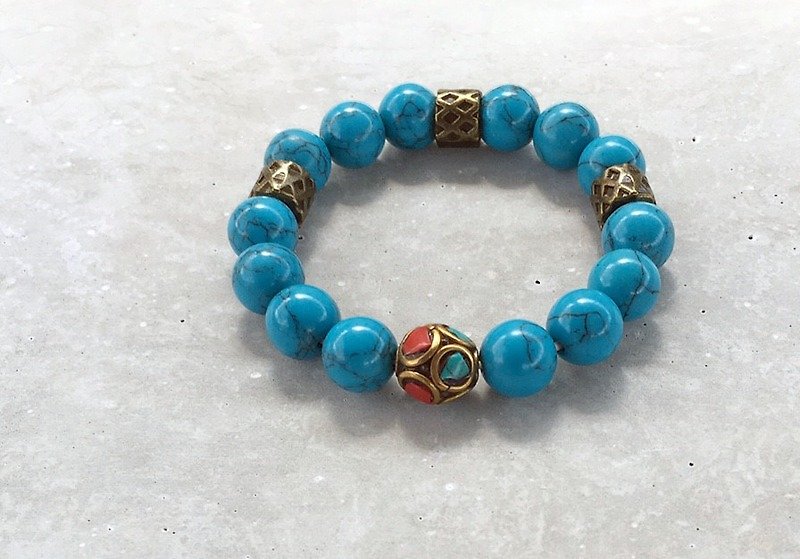 V-CIRCLE natural stone bracelet - Bao blue energy - Bracelets - Gemstone Blue