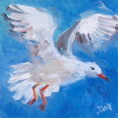 油絵　専用　何度もフラフープに入る鳥 油絵 専用 何度もフラフープに入る鳥