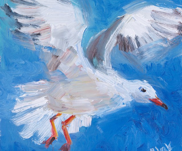 画家　手描きの油絵　タイトル「カモメ」 画家 手描きの油絵 タイトル「カモメ」