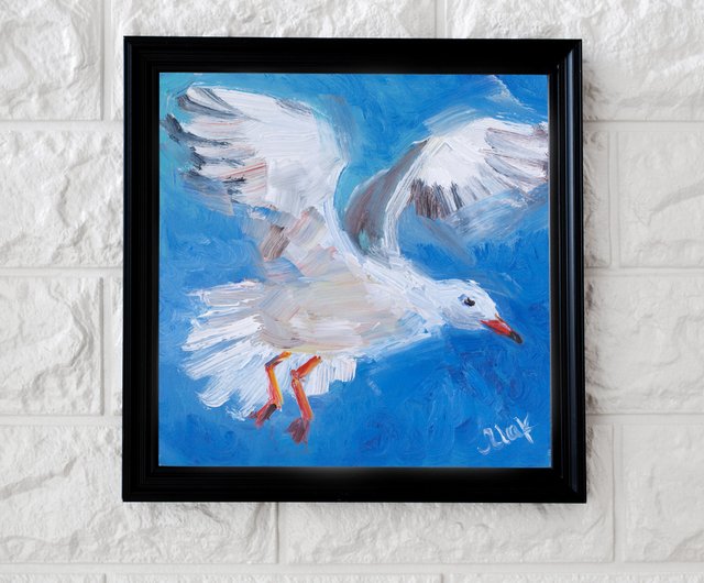画家　手描きの油絵　タイトル「カモメ」 画家手描きの油絵タイトル「カモメ」