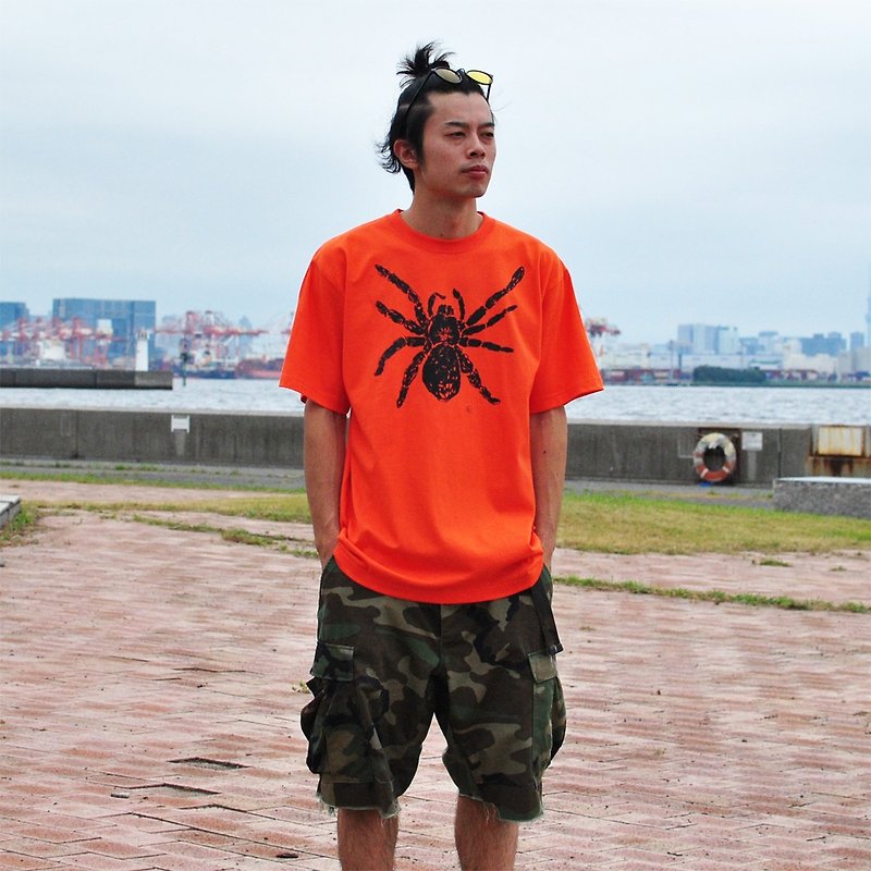 タランチュラ 蜘蛛 spider メンズtシャツ Orange L XL - Tシャツ メンズ - コットン・麻 オレンジ