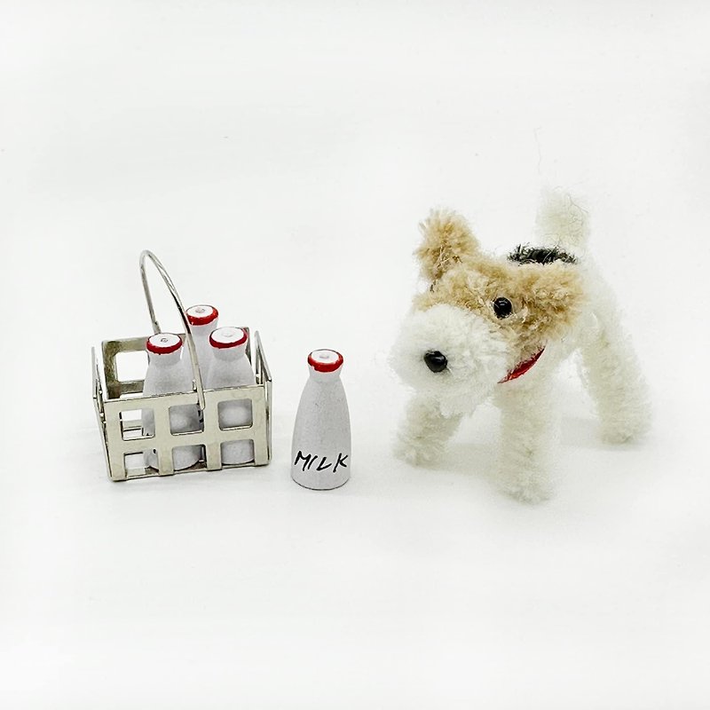 Wirefoxterrier Baby Terrier~Milk Style - Stuffed Dolls & Figurines - Wool White