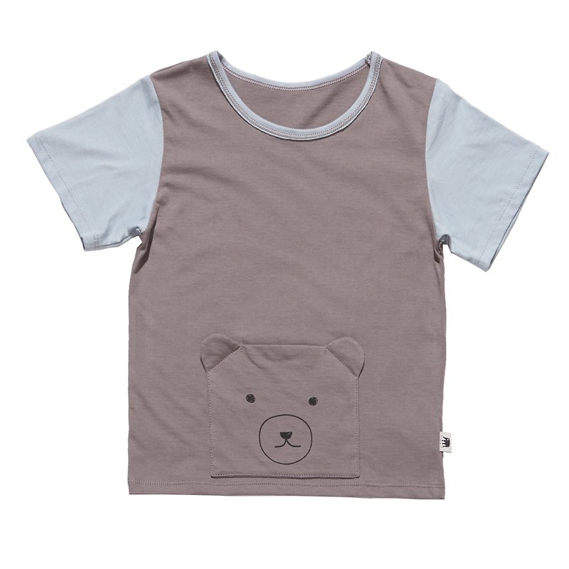 ★ ★ natural and comfortable organic cotton T_ bear pocket hit color Blue Ash - Other - Cotton & Hemp 
