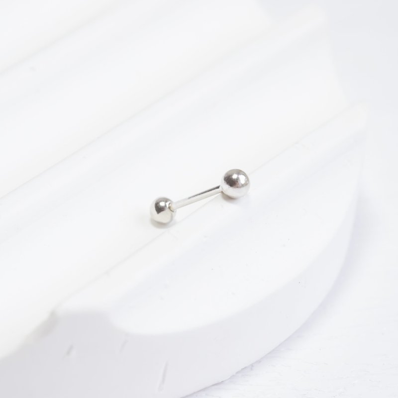 Simple Small Silver Bead 925 Sterling Silver Turning Bead Earrings - Earrings & Clip-ons - Sterling Silver Silver