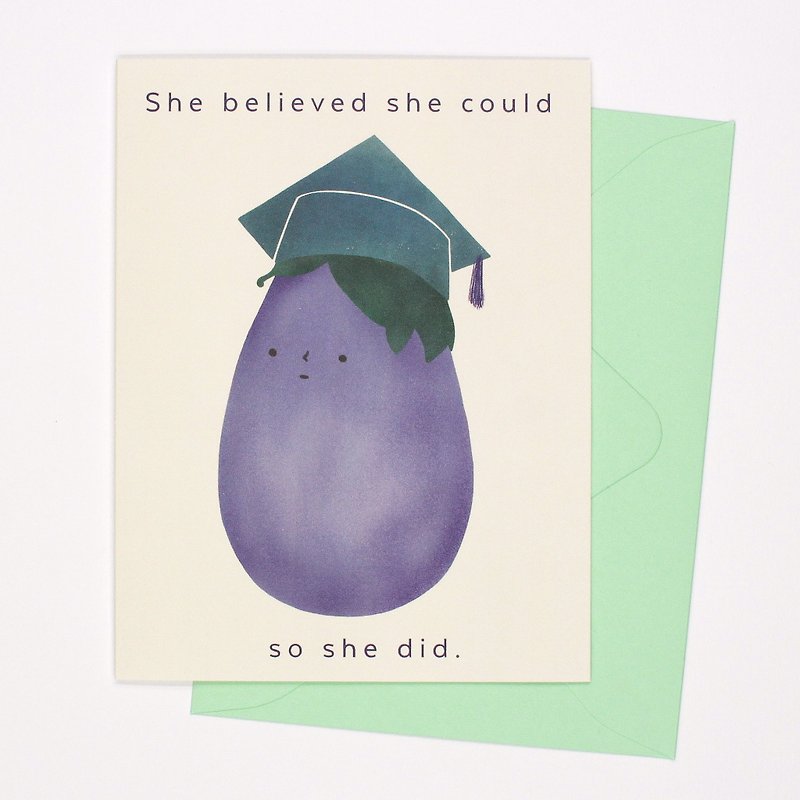 The Aubergines - She Believed She Could So She Did - Greeting Card - Cards & Postcards - Paper Purple