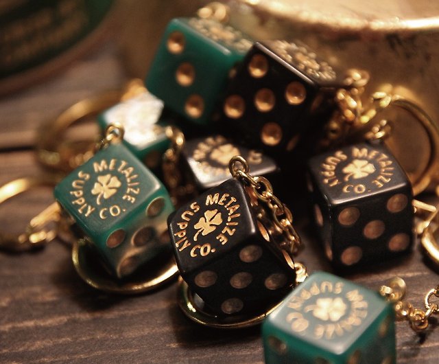 Golden dice key ring