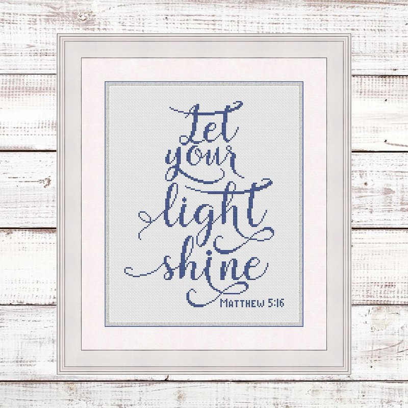 Matthew 5:16 Let your light shine - Bible verse cross stitch pattern PDF - 手工藝教學/工具書 - 其他材質 