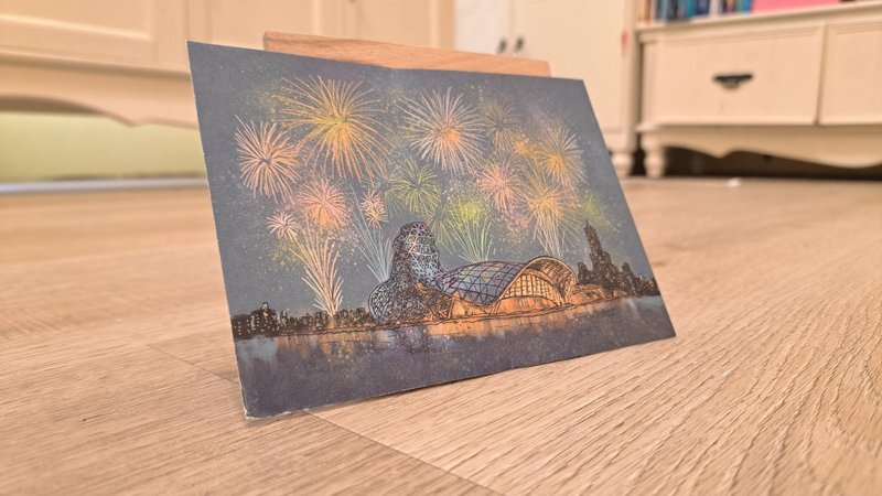 LiTTSE 臺灣印象  城市插畫 系列 高雄流行音樂中心煙火明信片 - 心意卡/卡片 - 紙 