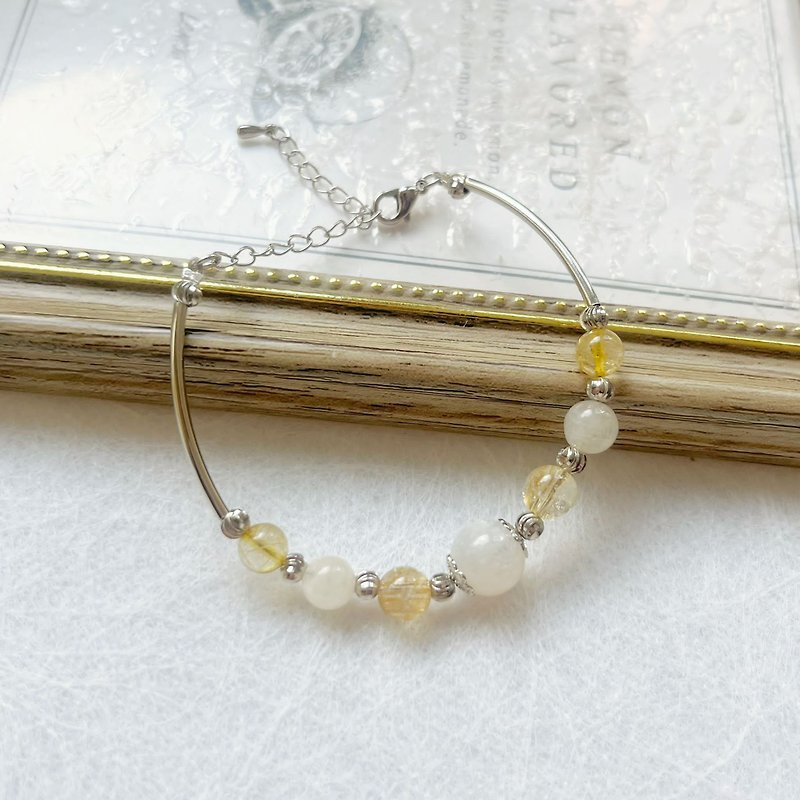 Natural Stone Crystal Bracelet - สร้อยข้อมือ - คริสตัล สีทอง