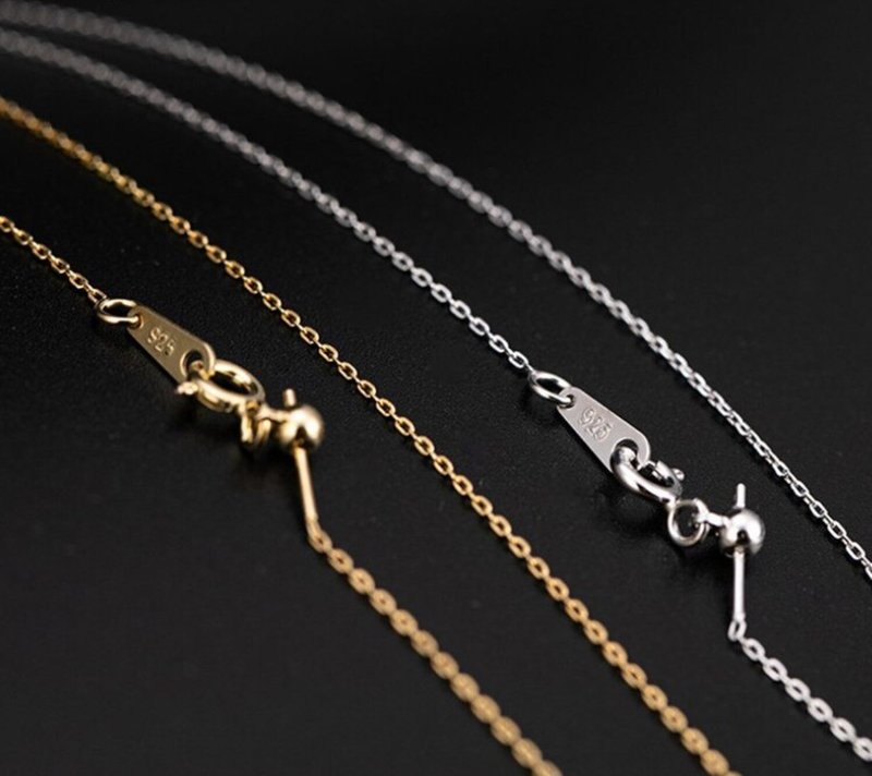 New Length Adjustable by Silicone Balls 925 Silver Chains for Men Women Unisex - 項鍊 - 純銀 多色