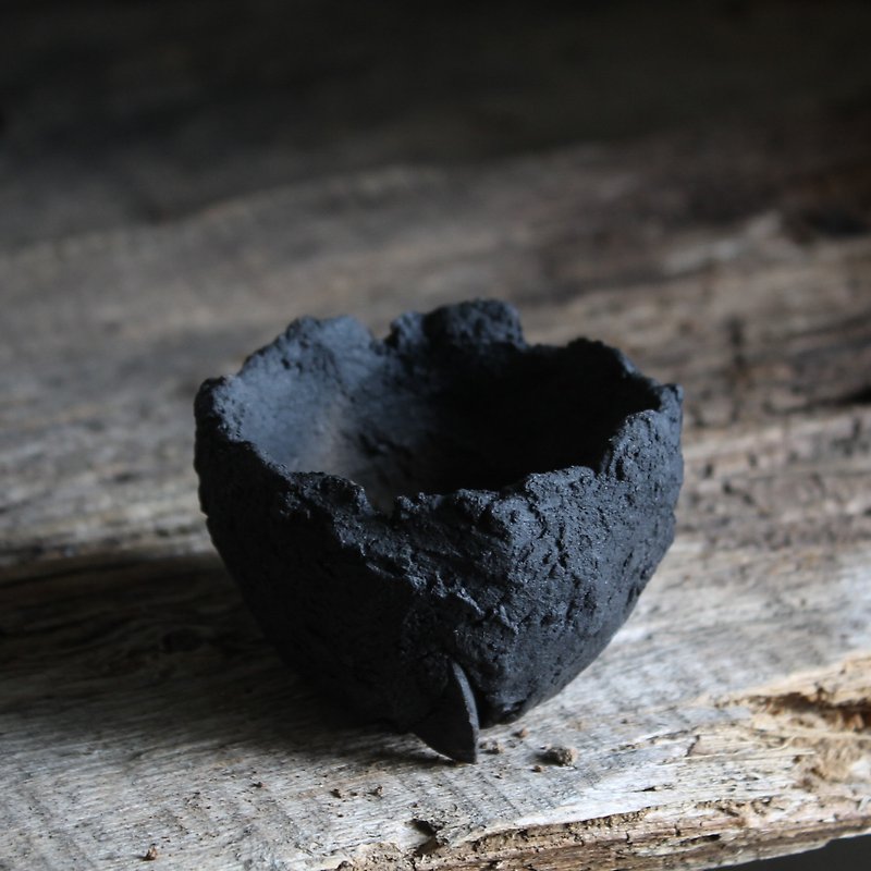 わびさびジューシーな小さな鍋 - 花瓶・植木鉢 - 陶器 ブラック
