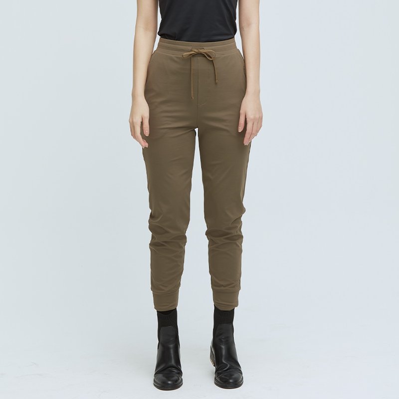 Ultracool-cool cropped trousers (unisex) - asphalt green - กางเกงขายาว - เส้นใยสังเคราะห์ สีกากี