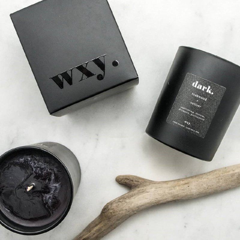 wxy Black Candle- dark. (Teakwood + Vetiver) /7oz - Candles & Candle Holders - Glass Black