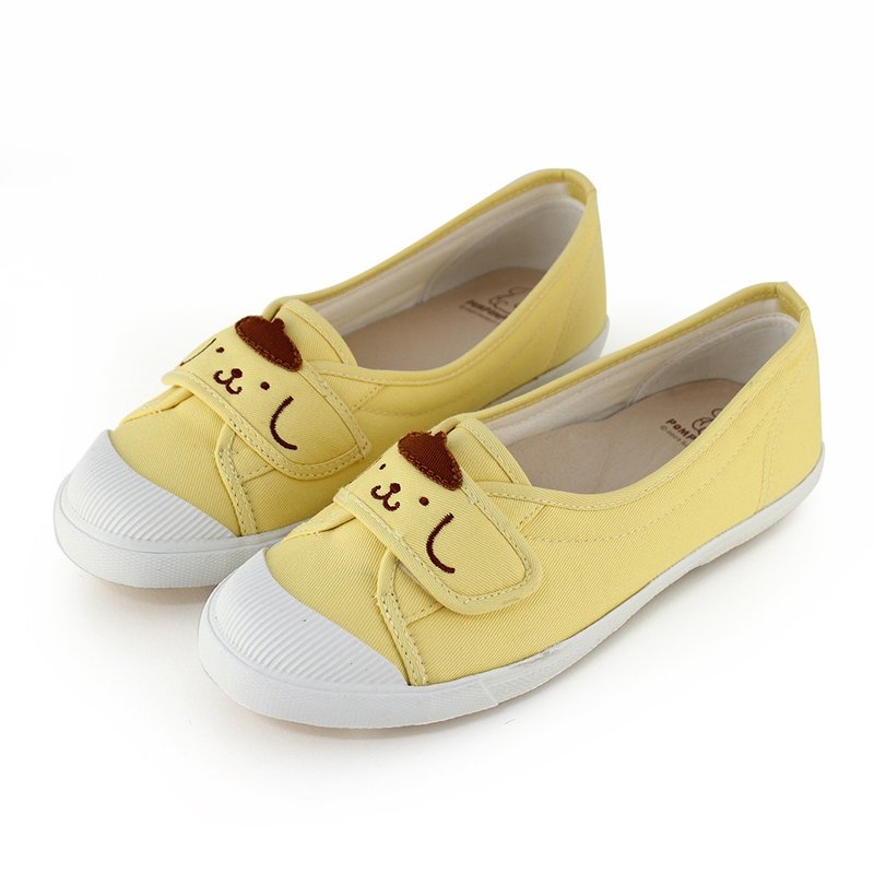 Paidal x Pompompurin 布丁狗萌臉自黏不彎腰鞋娃娃鞋帆布鞋 - 女休閒鞋/帆布鞋 - 棉．麻 黃色