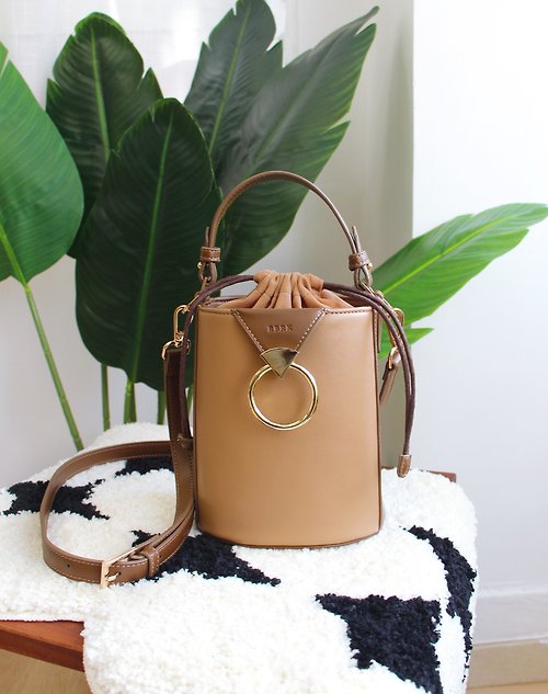 Vegan Leather Rachel Mini Bucket Bag Brown - Shop RBRK Designer