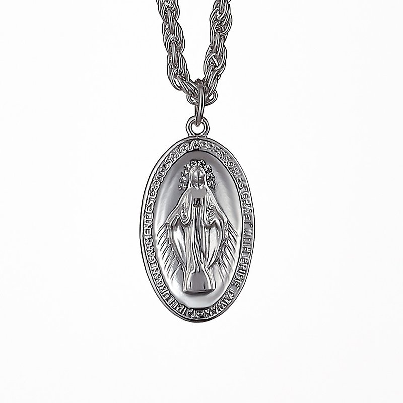 天主教聖母項鍊 Immaculate Conception Necklace - 項鍊 - 其他金屬 銀色