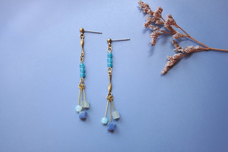 Wind chimes - earring  clip-on earring - Earrings & Clip-ons - Copper & Brass Blue