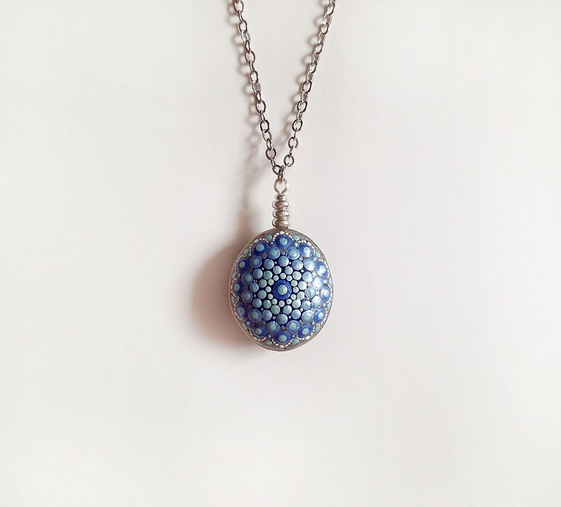 [ Galaxy ] Handmade Copper Metal Mandala Stone Pendant • Necklace - Necklaces - Stone Blue