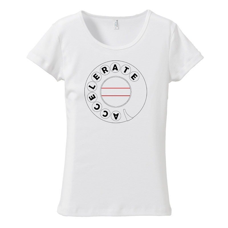 [Women's T-shirt] ACCELERATE - เสื้อยืดผู้หญิง - ผ้าฝ้าย/ผ้าลินิน ขาว