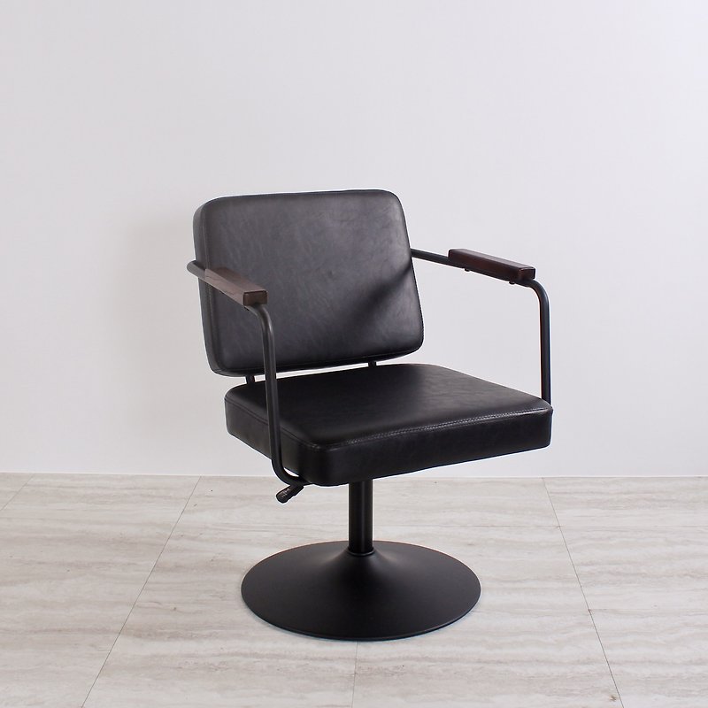 Elm solid wood armrest retro discussion chair / stepless lift 4 colors - เก้าอี้โซฟา - หนังเทียม สีดำ