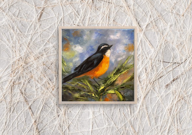 Original Oil Painting Birds Painting Decorating room - Posters - Other Materials Blue