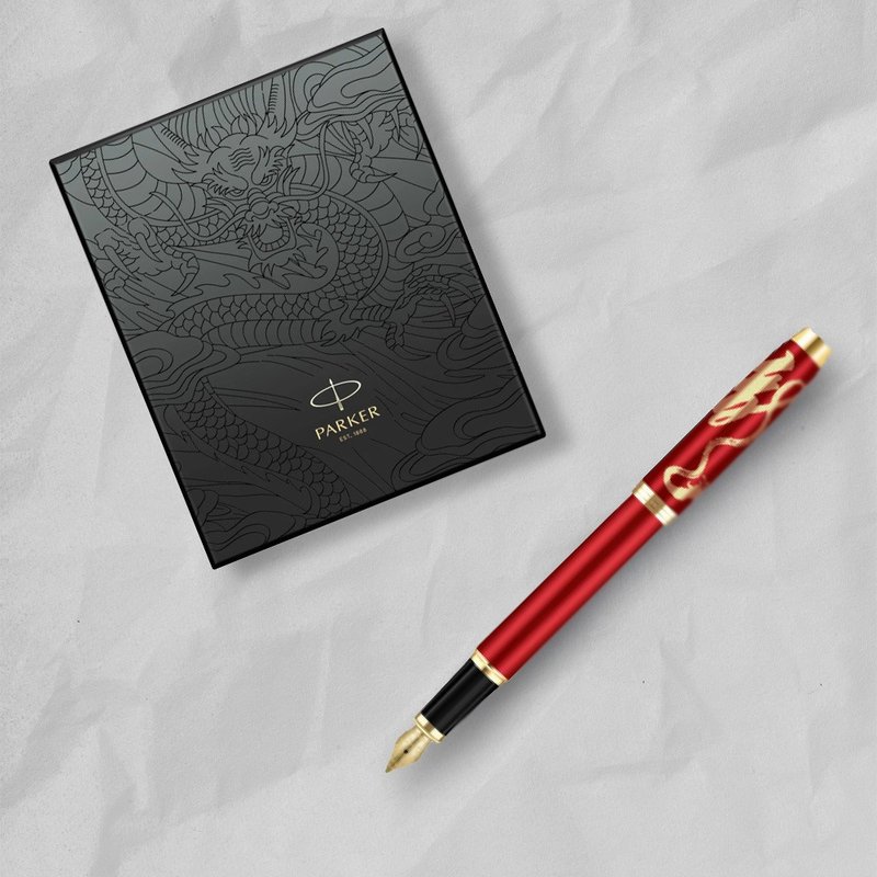 PARKER 派克 新IM系列 喜慶紅金龍  特別版鋼筆 墨水禮盒組 F尖 - 鋼筆 - 其他金屬 紅色