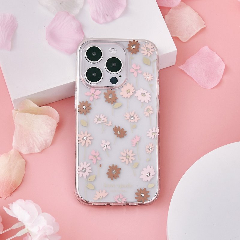 【kate spade】iPhone 14 系列 精品手機殼 初春花語 - 手機殼/手機套 - 塑膠 粉紅色