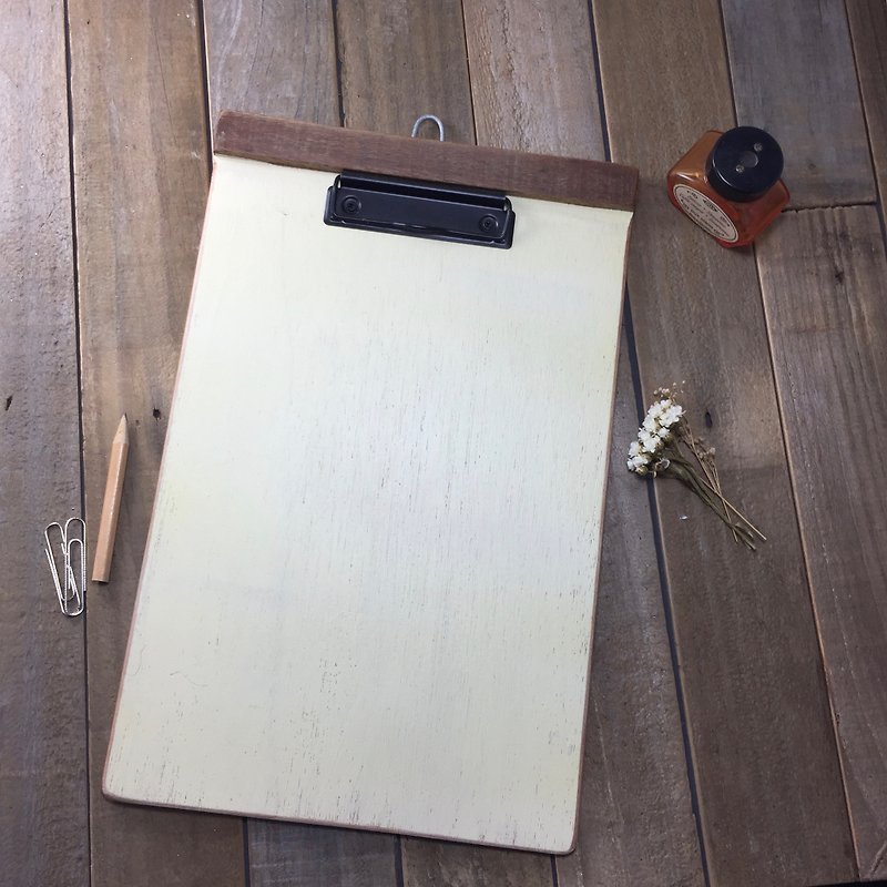A4 White Handmade Menu Clip Tablet Folder - Folders & Binders - Wood White
