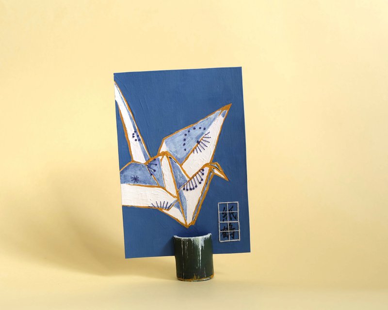 The Minimal Japonisme Series (Blue): The Origami Crane - 卡片/明信片 - 紙 藍色
