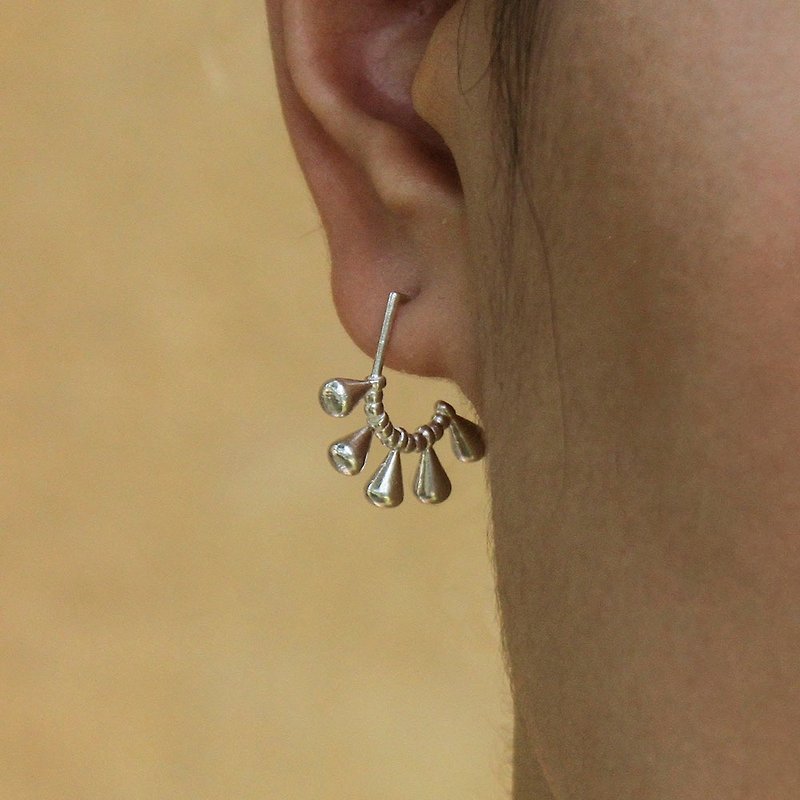西班牙烈日純銀耳環 - 925純銀耳針 - 耳環/耳夾 - 純銀 銀色