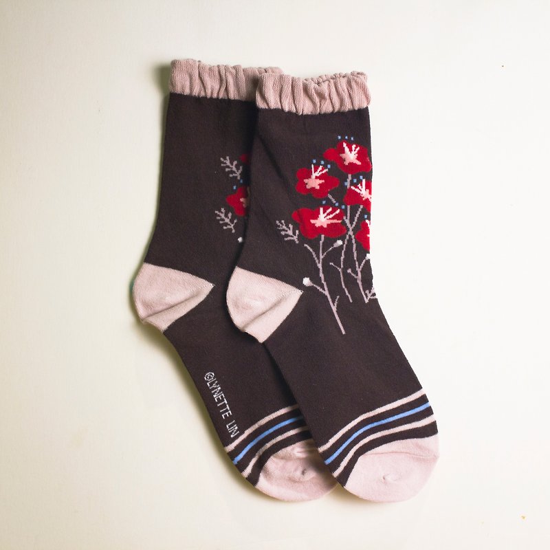 Flame Tree - Socks - ถุงเท้า - ผ้าฝ้าย/ผ้าลินิน สึชมพู