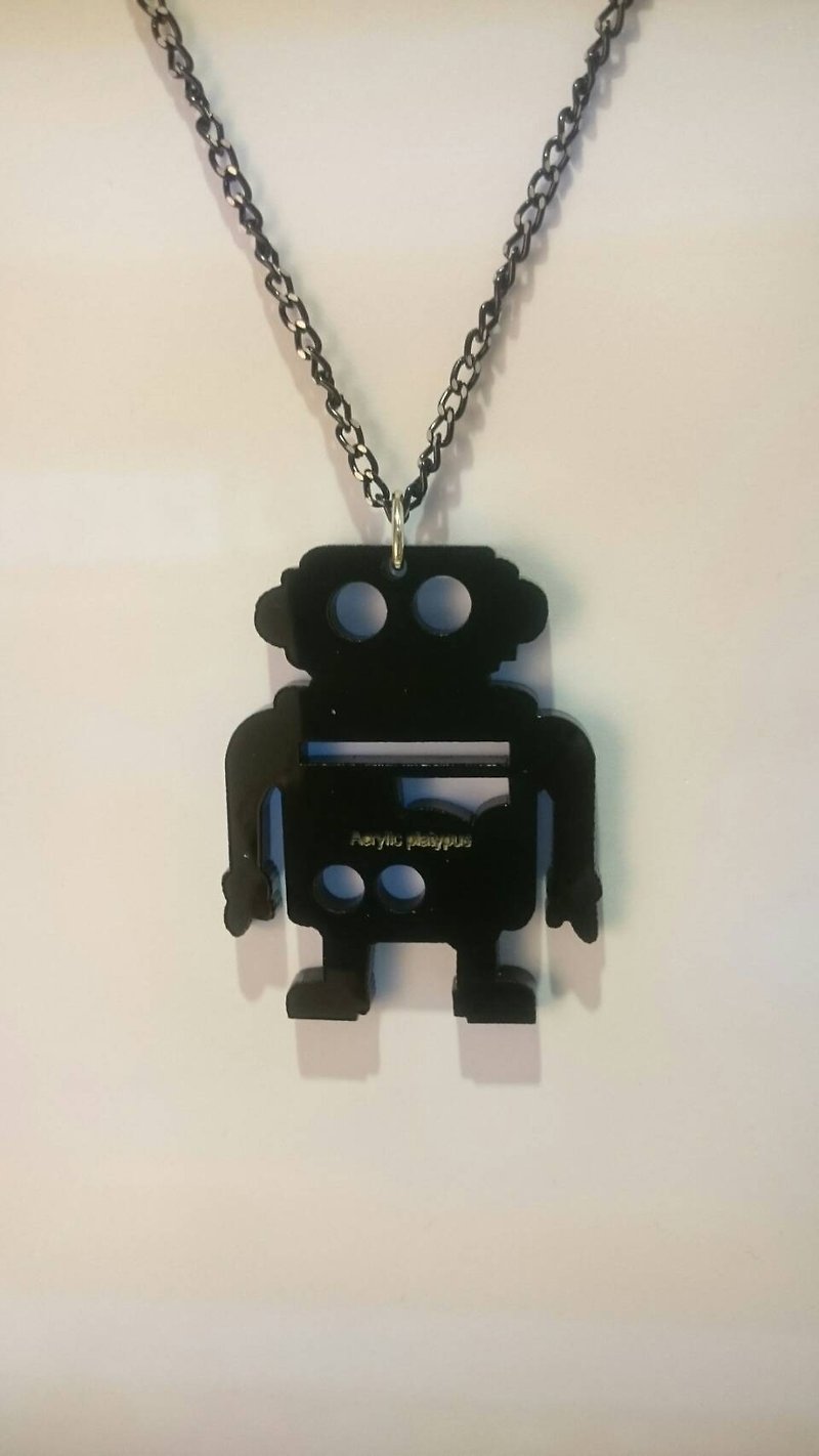 力克鴨/機器人系列/鐵皮機器人 - 項鍊 - 壓克力 黑色