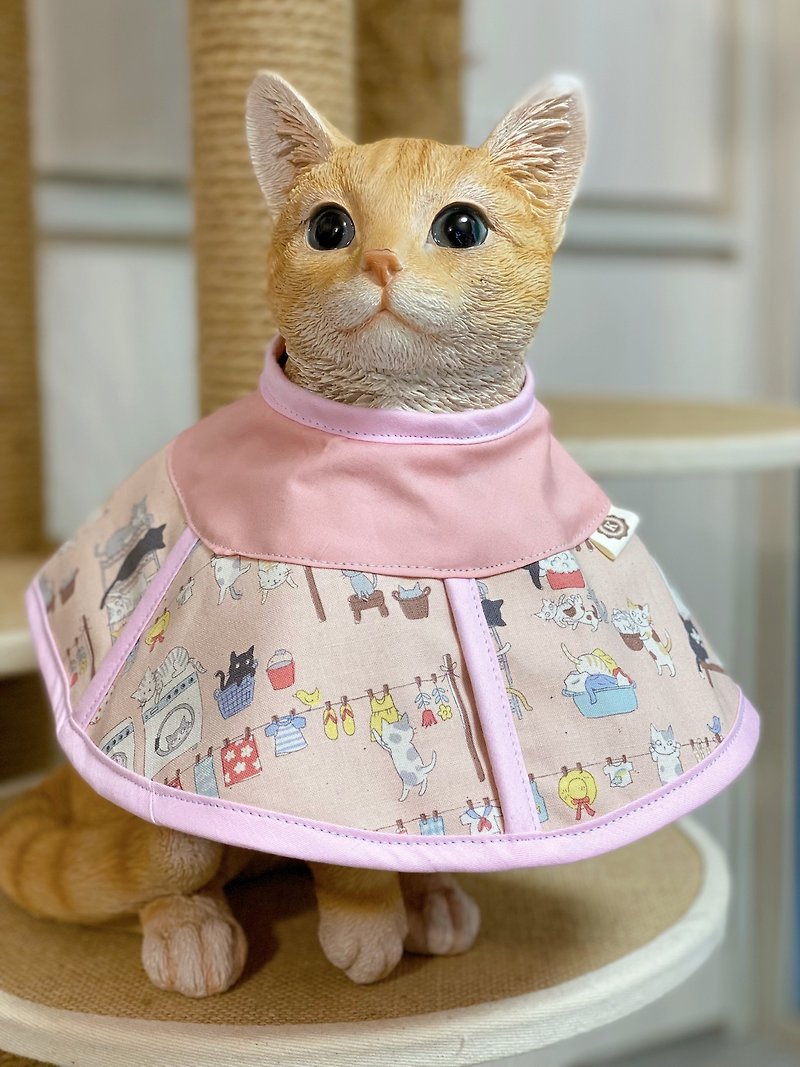貓咪專用頭套 防抓防舔 伊莉莎白項圈 - 寵物衣服 - 棉．麻 多色