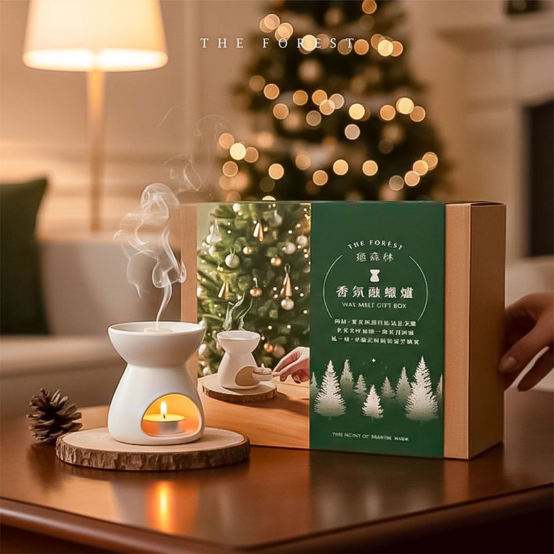 聖誕限定香氛融蠟禮盒 4入聖誕香氛蠟塊+融蠟燭燈 - 香氛蠟燭/燭台 - 蠟 多色