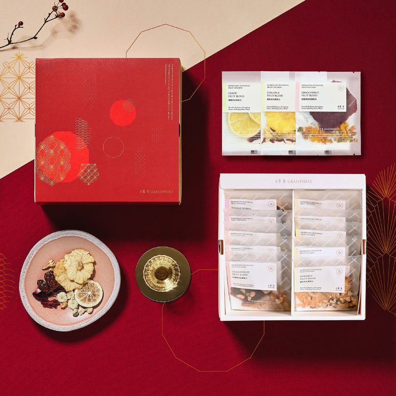 2025 New Year Gift Box [Xiaocaozuo Comprehensive Scented Floral tea New Year Gift Box] Choose your favorite flavor - Tea - Fresh Ingredients Red