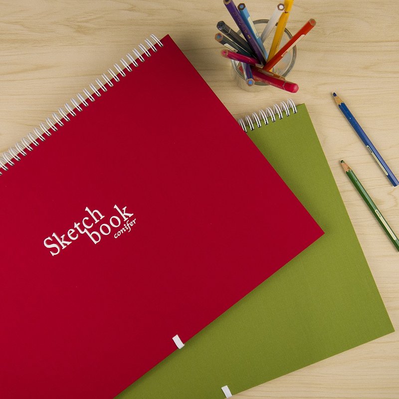 conifer green business SKETCH BOOK 8K canvas graphic book - วาดภาพ/ศิลปะการเขียน - กระดาษ สีแดง