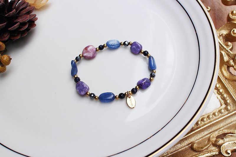 <Slow temperature natural stone series>C1136 purple dragon crystal blue crystal bracelet - สร้อยข้อมือ - เครื่องเพชรพลอย 