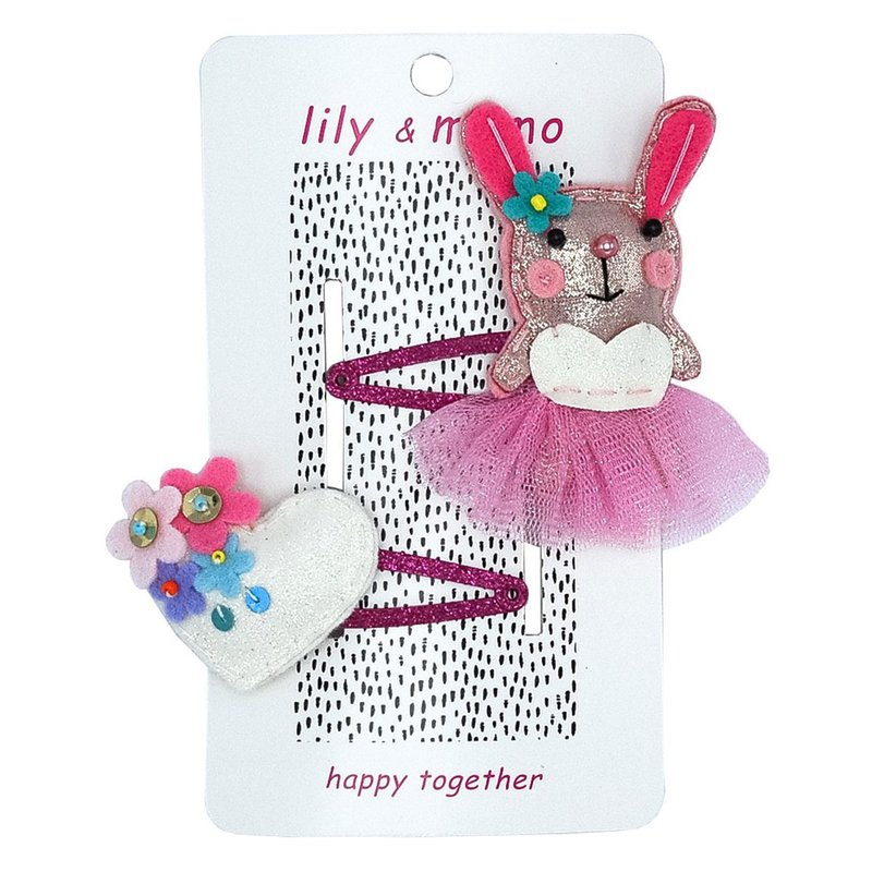 美國 Lily & Momo 手工髮飾 ─ 珍愛小兔 | 兩件組 | 清新可愛 - 嬰兒手鍊/飾品 - 聚酯纖維 粉紅色