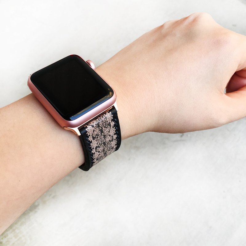 Apple Watch Band 38mm 42mm 40mm 44mm, HandStitched Handmade - 錶帶 - 真皮 黑色