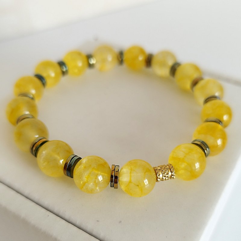 Stylish bracelet citrine hematite Jewelry amulet Abundance and prosperity - Bracelets - Semi-Precious Stones Yellow