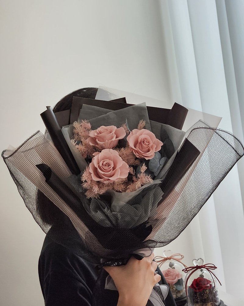 永生玫瑰花束 *附袋* - 乾燥花/永生花 - 植物．花 粉紅色