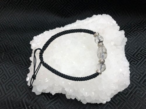 Black String Bracelet with Silver