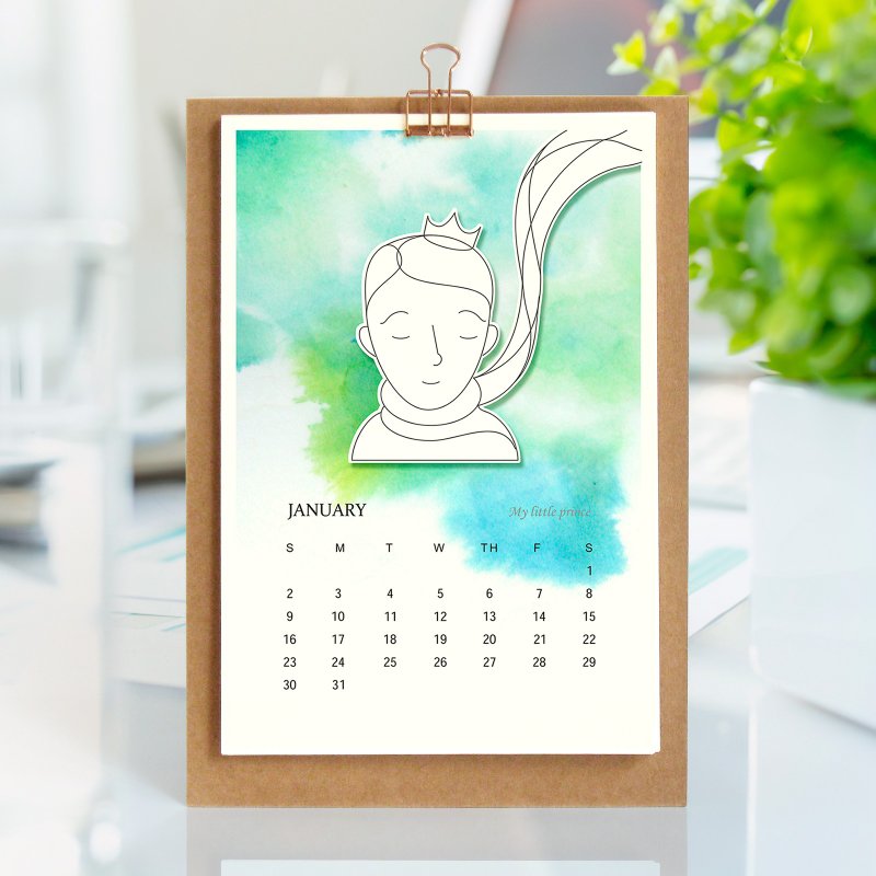2023 桌曆 小王子水彩年曆掛曆 給小朋友和大朋友的新年禮物 - 日曆/月曆/年曆 - 紙 紅色