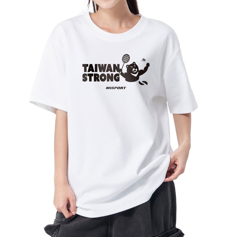 立體機能棉T-TAIWAN STRONG 史壯羽球 (單項款) 機能服 MIT台灣製 - 運動上衣/排汗衫 - 聚酯纖維 白色