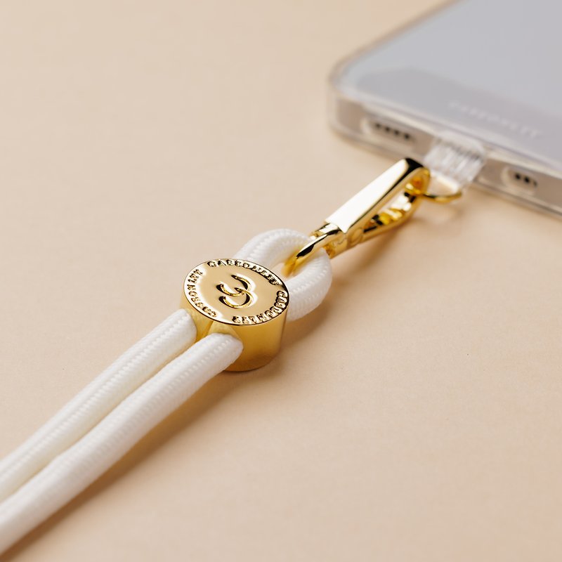 【6mm】奶油白編織便攜手機掛繩配透明夾片 - 手機配件 - 聚酯纖維 白色