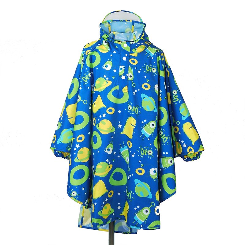 Waterproof Breathable Printed Children's Raincoat-Alien World - Umbrellas & Rain Gear - Polyester Blue