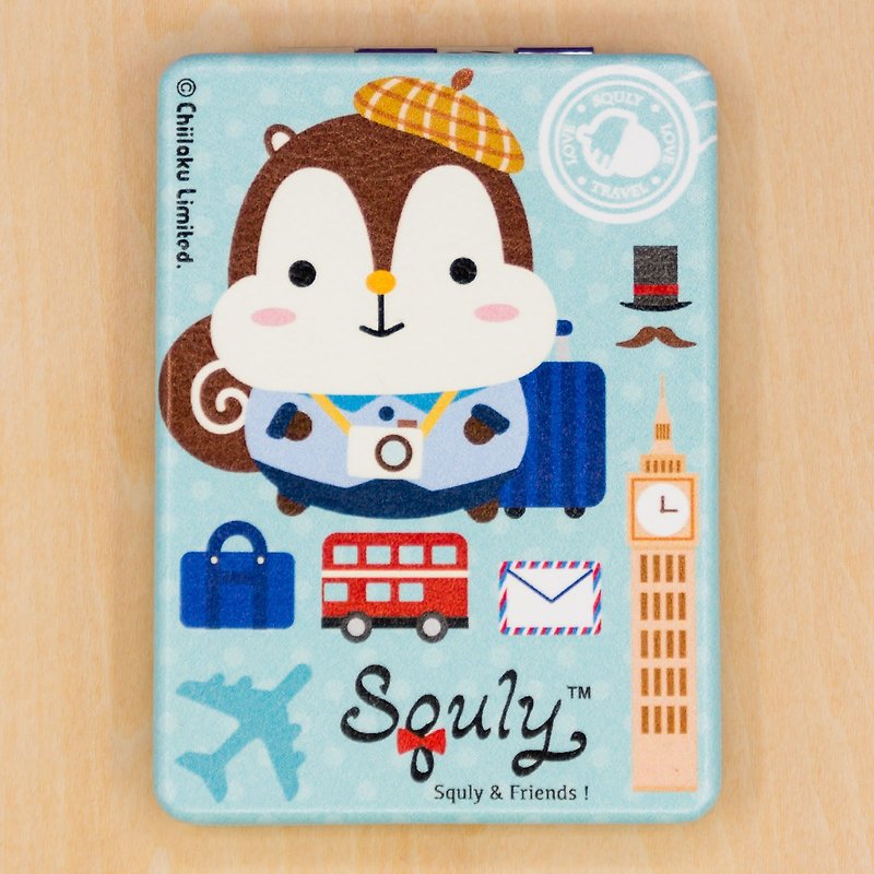 PU Leather Mirror (squirrel Squly and penguin Kily Travel Theme) - G002SQH - Makeup Brushes - Genuine Leather Blue